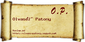 Olvasó Patony névjegykártya